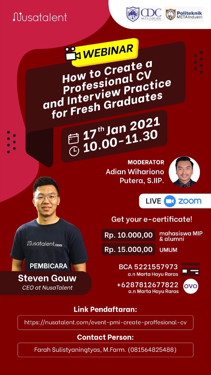 Webinar How To Create a Professional CV and Interview Practice for Fresh Graduates